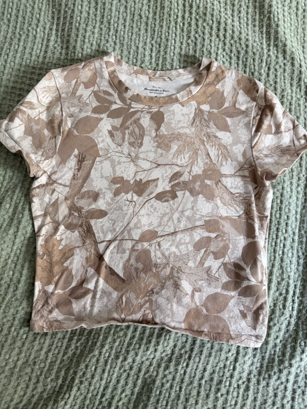 Abercrombie & Fitch Essentials Baby Tee in Neutral Camo